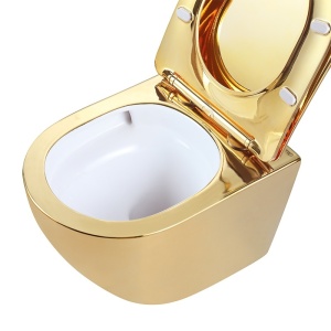 Vas WC suspendat Tornado Flow Gold, interior alb rimless cu capac softclose - Img 7