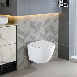 Vas WC suspendat Tornado Flow White Gloss rimless cu capac din duroplast si inchidere softclose - Img 2