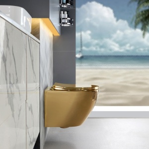 Vas WC suspendat Yuzu Gold, rimless cu capac softclose - Img 9