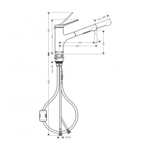 Baterie bucatarie cu dus extractibil Hansgrohe Zesis M33 crom lucios 2 tipuri de jet - Img 2