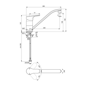 Baterie bucatarie Ideal Standard Cerabase crom lucios cu pipa rotativa - Img 2