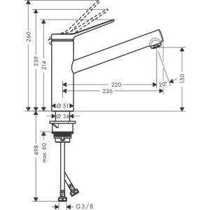 Baterie bucatarie monocomanda Hansgrohe Zesis M33 150 CoolStart EcoSmart cu 1 jet - Img 2