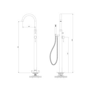 Baterie cada - dus freestanding Omnires Y cupru periat cu set de dus - Img 2