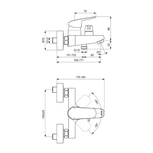 Baterie cada - dus Ideal Standard Ceraflex monocomanda crom lucios - Img 6