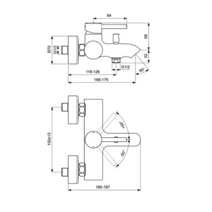 Baterie cada - dus Ideal Standard Ceraline monocomanda negru mat - Img 2