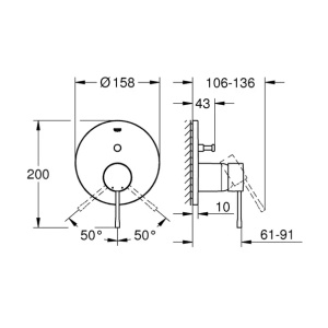 Baterie cada - dus incastrata Grohe Essence auriu lucios Cool Sunrise fara corp ingropat - Img 4