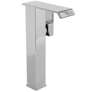 Baterie Lavoar Inalta REA KENT, Montaj Pe Blat, Capat Fix, Tip Cascada, Inaltime 28 Cm, Finisaj Crom - Img 2