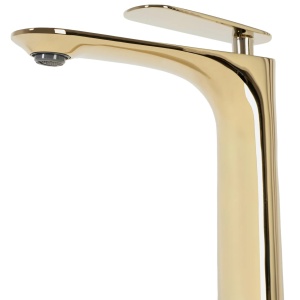 Baterie Lavoar REA BERG GOLD LOW, Montaj Pe Blat, Capat Fix, Monocomanda, Inaltime 16 Cm, Auriu - Img 4