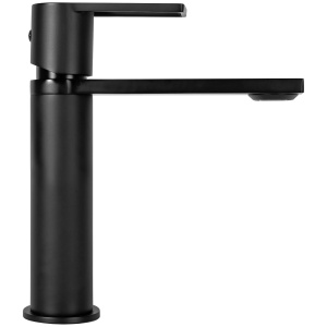 Baterie Lavoar REA FLIP BLACK LOW, Montaj Pe Blat, Capat Fix, Monocomanda, Inaltime 18 Cm, Negru - Img 2