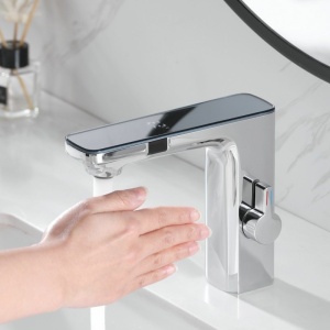 Baterie pentru Lavoar cu Afisaj LCD Pentru Temperatura Apei, Montaj Pe Blat, Culoare Crom - Img 5