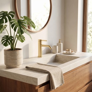 Baterie pentru lavoar Rivo, Culoare Gold Brush - Img 4