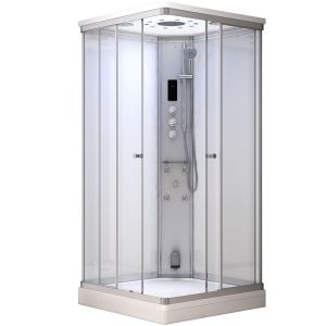 Cabina de dus alba cu hidromasaj si sauna cu aburi MUE-AS1010, 100 x 100 x 217 cm