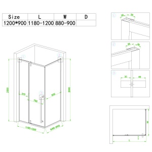 Cabina de dus BS16C Dretunghiulara , Dimensiune 120x90cm, Design Modern, Culoare Negru - Img 20