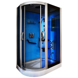 Cabina de dus cu hidromasaj albastra MO-18218, montaj stanga, 120 x 85 x 215 cm - Img 3