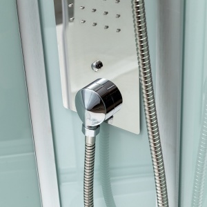 Cabina de dus cu hidromasaj culoare crom periat si cadita alba Puerto-01B 90x 90 cm - Img 19