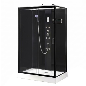 Cabina de dus cu hidromasaj MO-0550B stanga 100 x 80 x 215 cm profil negru