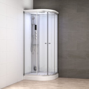 Cabina de dus cu hidromasaj si sauna cu aburi MUE-AC1290L 120 x 90 x 217 cm stanga alba - Img 2