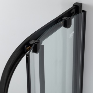 Cabina de dus din sticla securizata 5mm cu rame negre si cadita alba inclusa montaj stanga 115 x 85 cm - Img 3