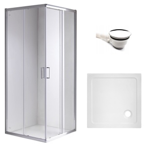 Cabina de dus din sticla securizata cu cadita de dus alba KZ93B/ST02B 90 x 90 cm