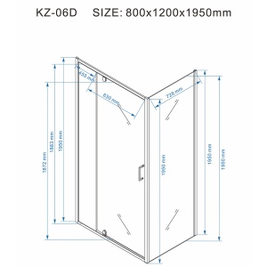 Cabina de dus dreptunghiulara crom, din sticla securizata cu cadita de dus alba slim KZ06D-ST03C 120 x 80 cm - Img 13