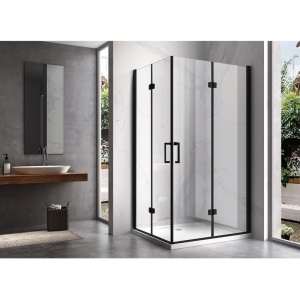 Cabina de dus dreptunghiulara cu cadita KZ12B ST03A negru mat 100 x 80 cm sticla 6 mm - Img 4