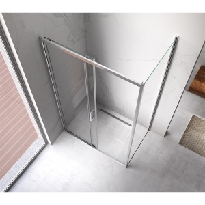 Cabina de dus dreptunghiulara cu rame cromate si cadita neagra antialunecare KZ103A-SXL03C 100 x 80 cm - Img 13