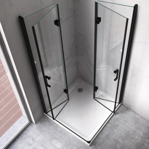 Cabina de dus dreptunghiulara cu rame negre si cadita de dus neagra KZ13A/ST04A 100x 90 cm - Img 14