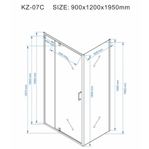 Cabina de dus dreptunghiulara din sticla securizata 6 mm cu rame negre KZ07C 120 x 90 cm - Img 10