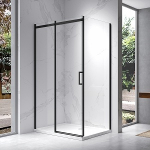 Cabina de dus dreptunghiulara din sticla securizata 8 mm si rame negre KZ22A 100 x 80 cm - Img 2