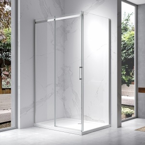 Cabina de dus dreptunghiulara din sticla securizata 8 mm si rame cromate KZ22D 130 x 90 cm - Img 2