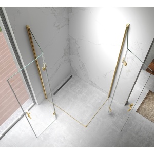Cabina de dus dreptunghiulara din sticla securizata cu rame aurii KZ13B 110 x 90 cm - Img 10