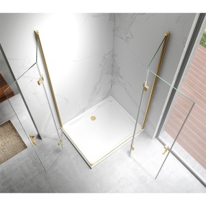 Cabina de dus dreptunghiulara din sticla securizata cu rame aurii KZ13C 120 x 90 cm - Img 2