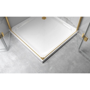 Cabina de dus dreptunghiulara din sticla securizata cu rame aurii KZ13C 120 x 90 cm - Img 12