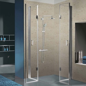 Cabina de dus dreptunghiulara din sticla securizata cu rame cromate si usi duble batante KZ1290A 80 x 80 cm - Img 15