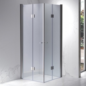 Cabina de dus dreptunghiulara din sticla securizata cu rame cromate si cadita neagra slim KZ1290C-ST06A 100 x 100 cm - Img 2