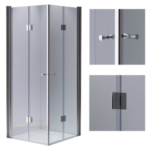 Cabina de dus dreptunghiulara din sticla securizata cu rame cromate si cadita neagra slim KZ1290C-ST06A 100 x 100 cm - Img 22