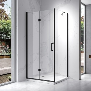 Cabina de dus dreptunghiulara din sticla securizata cu rame negre KZ20D 100 x 90 cm - Img 2