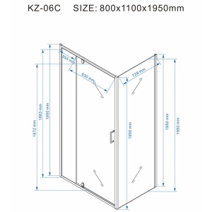 Cabina de dus dreptunghiulara din sticla securizata rame cromate cu cadita inclusa KZ06C/ST03B 110 x 80 cm - Img 11