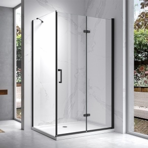 Cabina de dus dreptunghiulara din sticla securizata si rame negre KZ20E 110 x 80 cm - Img 3