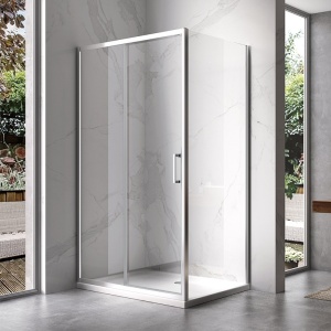 Cabina de dus dreptunghiulara dins ticla securizata cu rame cromata si cadita alba inclusa KZ103C-ST03C 120 x 80 cm - Img 3