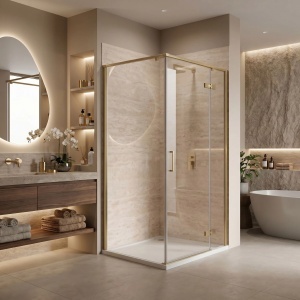 Cabina de dus dreptunghiulara Rea Bruno Brush Gold 120 x 90 cm - Img 3