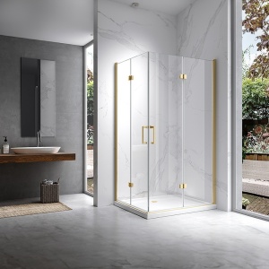 Cabina de dus dreptunghiulara Z-KZ12A auriu periat 90 x 80 cm sticla 6 mm - Img 5