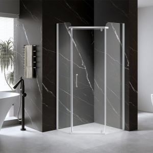 Cabina de dus KZ91B Pentagonala 90x90cm, Design Modern , Culoare Alb - Img 5