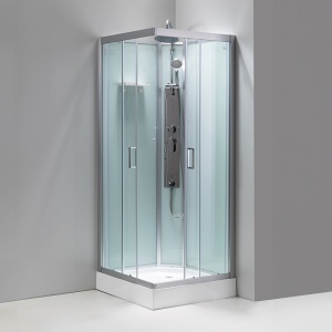 Cabina de dus patrata cu rame cromate si hidromasaj Lisa Brushed Chrome 90 x 90 cm - Img 5
