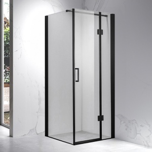 Cabina de dus patrata cu rame negre si cadita alba slim KZ1390A/ST02A 80 x 80 cm - Img 2