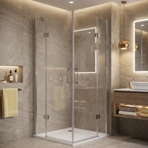 Cabina de dus patrata de colt KZ25 crom 80 x 80 cm sticla 6 mm - Img 8