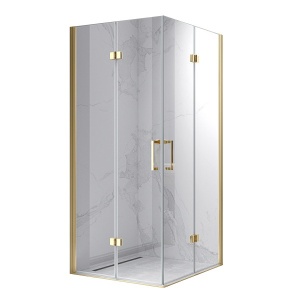 Cabina de dus patrata din sticla securizata si rame aurii KZ08D 100 x 100 cm