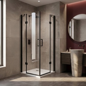 Cabina de dus patrata KZ25 negru mat 80 x 80 cm sticla 6 mm - Img 20