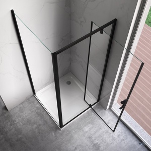 Cabina de dus patrata ZES-KZ04B-BL-80, 80 x 80cm, cu rame negru mat, sticla 6 mm - Img 8