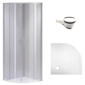 Cabina de dus pentagonal cu rame albe mat si cadita alba slim KZ94B/ST01B 90 x 90 cm